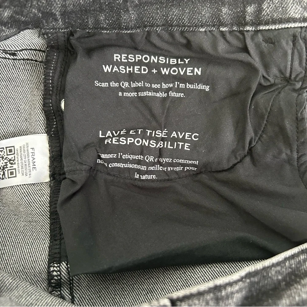 FRAME Le Garçon Cropped Jeans Sz 8 Black Distressed - Picture 8 of 10